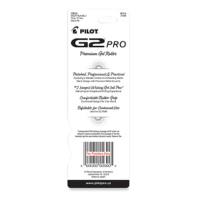 Pilot G2 Pro Gel Pen, Retractable, Fine 0.7 mm, Black Ink, Blue Barrel (PIL31096)