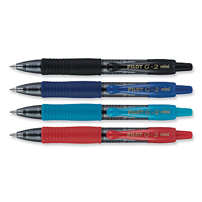 Pilot G2 Mini Gel Pen, Retractable, Fine 0.7 mm, Assorted Ink and Barrel Colors, 4/Pack (PIL31737)