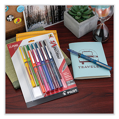 Pilot Precise V5 Roller Ball Pen, Stick, Fine 0.5 mm, Assorted Ink and Barrel Colors, Dozen (PIL31888)