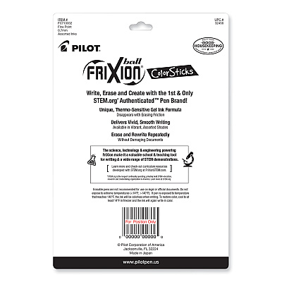 Pilot FriXion ColorSticks Erasable Gel Pen, Stick, Fine 0.7 mm, Assorted Ink and Barrel Colors, 10/Pack (PIL32456)