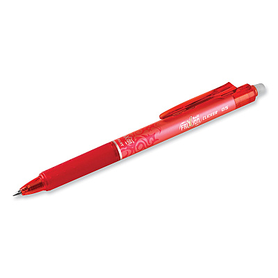 Pilot FriXion Clicker Erasable Gel Pen, Retractable, Extra-Fine 0.5 mm, Red Ink, Red Barrel, Dozen (PIL32522)