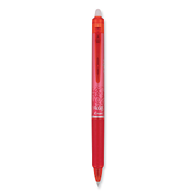 Pilot FriXion Clicker Erasable Gel Pen, Retractable, Extra-Fine 0.5 mm, Red Ink, Red Barrel, Dozen (PIL32522)
