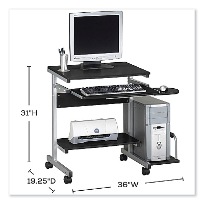 Safco Eastwinds Series Portrait PC Desk Cart, 36" x 19.25" x 31", Anthracite (SAF946ANT)