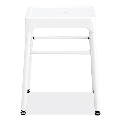 Safco Steel GuestBistro Stool, Backless, Supports Up to 250 lb, 18" Seat Height, White Seat, White Base (SAF6604WH)