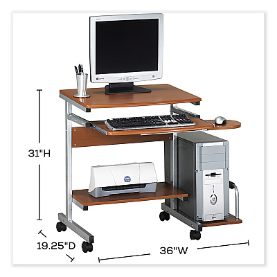 Safco Eastwinds Series Portrait PC Desk Cart, 36" x 19.25" x 31", Medium Cherry (SAF946MEC)
