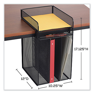 Safco Onyx Vertical Hanging Storage, 4 Sections, Letter Size Files, 10.25" x 12" x 17.1", Black (SAF3241BL)
