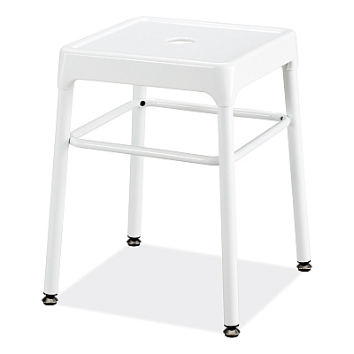Safco Steel GuestBistro Stool, Backless, Supports Up to 250 lb, 18" Seat Height, White Seat, White Base (SAF6604WH)