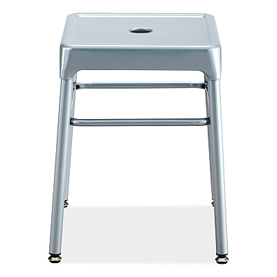 Safco Steel GuestBistro Stool, Backless, Supports Up to 250 lb, 18" Seat Height, Silver Seat, Silver Base (SAF6604SL)