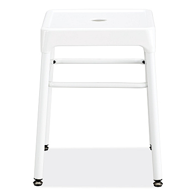 Safco Steel GuestBistro Stool, Backless, Supports Up to 250 lb, 18" Seat Height, White Seat, White Base (SAF6604WH)