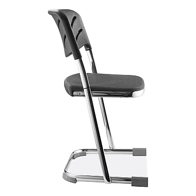 NPS 6600 Series Elephant Z-Stool With Backrest, Supports Up to 500 lb, 18" Seat Height, Black Seat, Black Back, Chrome Frame (NPS6618B)