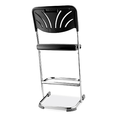 NPS 6600 Series Elephant Z-Stool With Backrest, Supports Up to 500 lb, 24" Seat Heightt, Black Seat, Black Back, Chrome Frame (NPS6624B)