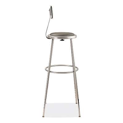NPS 6400 Series Height Adjustable Heavy Duty Padded Stool with Backrest, Supports 300 Up to lb, 32" to 39" Seat Height, Gray (NPS6430HB)