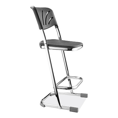 NPS 6600 Series Elephant Z-Stool With Backrest, Supports Up to 500 lb, 24" Seat Heightt, Black Seat, Black Back, Chrome Frame (NPS6624B)