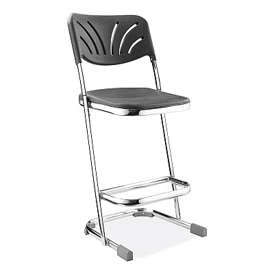 NPS 6600 Series Elephant Z-Stool With Backrest, Supports Up to 500 lb, 24" Seat Heightt, Black Seat, Black Back, Chrome Frame (NPS6624B)