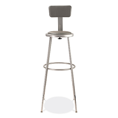 NPS 6400 Series Height Adjustable Heavy Duty Padded Stool with Backrest, Supports 300 Up to lb, 32" to 39" Seat Height, Gray (NPS6430HB)