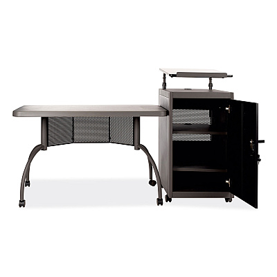 Oklahoma Sound Teacher's WorkPod Desk and Lectern Kit, 68" x 24" x 41", Charcoal Gray (NPSTWP)
