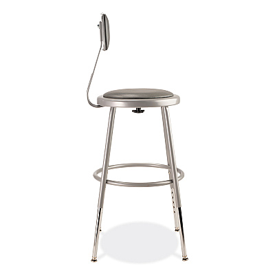 NPS 6400 Series Height Adjustable Heavy Duty Padded Stool with Backrest, Supports Up to 300 lb, 19" to 27" Seat Height, Gray (NPS6418HB)