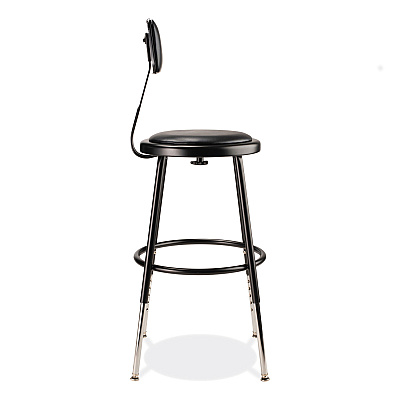 NPS 6400 Series Height Adjustable Heavy Duty Vinyl Steel Stool with Backrest, Supports 300 lb, 19" to 27" Seat Height, Black (NPS6418HB10)