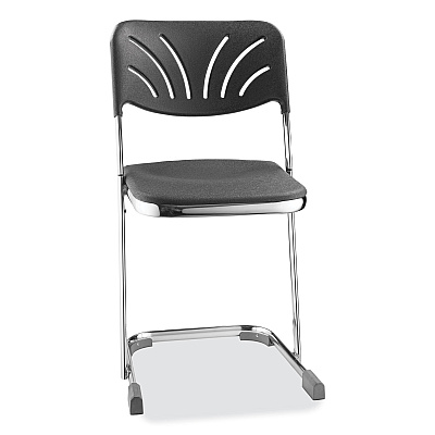 NPS 6600 Series Elephant Z-Stool With Backrest, Supports Up to 500 lb, 18" Seat Height, Black Seat, Black Back, Chrome Frame (NPS6618B)