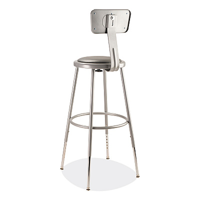 NPS 6400 Series Height Adjustable Heavy Duty Padded Stool with Backrest, Supports Up to 300 lb, 25" to 33" Seat Height, Gray (NPS6424HB)