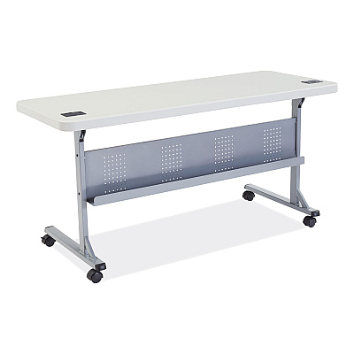 NPS Flip-N-Store Training Table, Rectangular, 24 x 60 x 29.5, Speckled Gray (NPSBPFT2460)