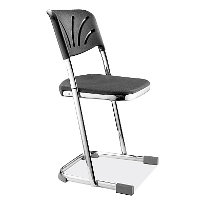 NPS 6600 Series Elephant Z-Stool With Backrest, Supports Up to 500 lb, 18" Seat Height, Black Seat, Black Back, Chrome Frame (NPS6618B)