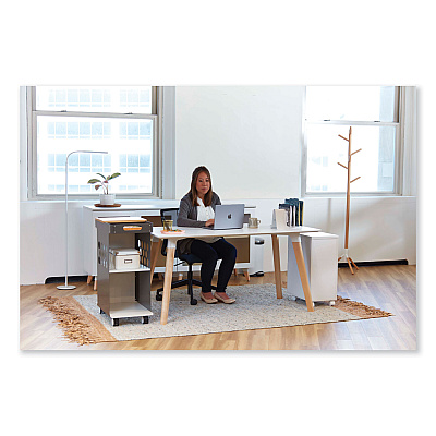 Safco Resi LED Floor Lamp, Gooseneck, 60" Tall, White (SAF1017WH)
