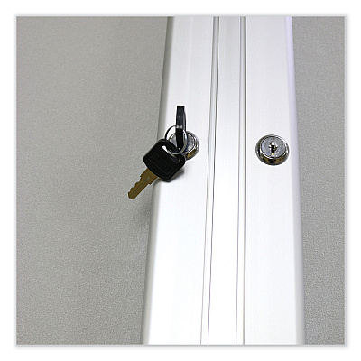 Ghent 3 Door Enclosed Vinyl Bulletin Board with Satin Aluminum Frame, 96 x 48, Silver Surface (GHEPA34896VX193)