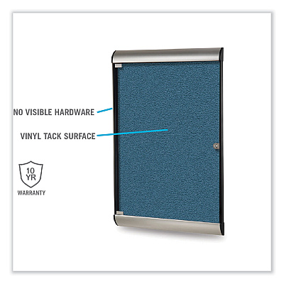 Ghent Silhouette 1 Door Enclosed Caramel Vinyl Bulletin Board with Satin/Black Frame, 27.75 x 42.13 (GHESILH20410)
