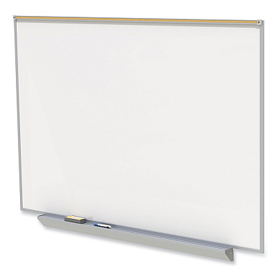 Ghent Proma Magnetic Porcelain Projection Whiteboard with Satin Aluminum Frame, 48.5 x 36.5, White Surface (GHEPRM1344)