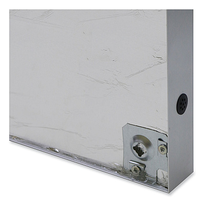 Ghent 3 Door Enclosed Vinyl Bulletin Board with Satin Aluminum Frame, 96 x 48, Silver Surface (GHEPA34896VX193)