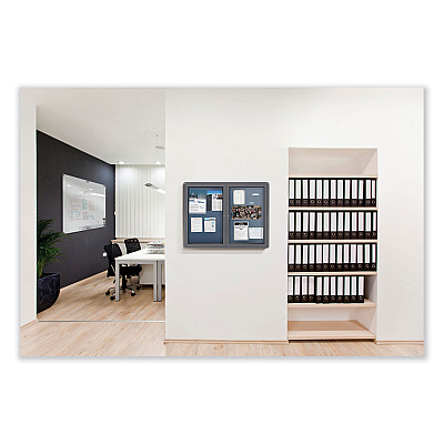 Ghent 2 Door Enclosed Vinyl Bulletin Board with Satin Aluminum Frame, 60 x 36, Silver Surface (GHEPA23660VX193)