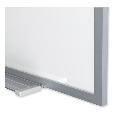 Ghent Proma Magnetic Porcelain Projection Whiteboard with Satin Aluminum Frame, 96.5 x 48.5, White Surface (GHEPRM1484)