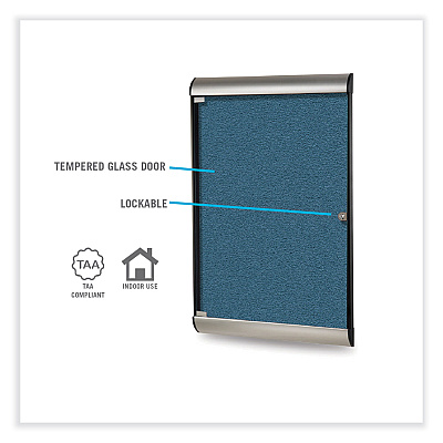 Ghent Silhouette 1 Door Enclosed Caramel Vinyl Bulletin Board with Satin/Black Frame, 27.75 x 42.13 (GHESILH20410)