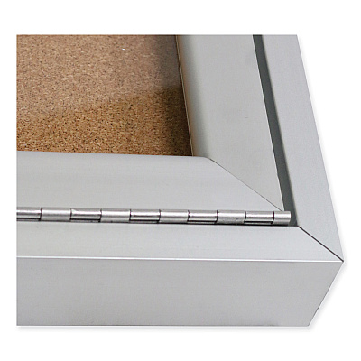 Ghent 3 Door Enclosed Natural Cork Bulletin Board with Satin Aluminum Frame, 96 x 48, Tan Surface (GHEPA34896K)