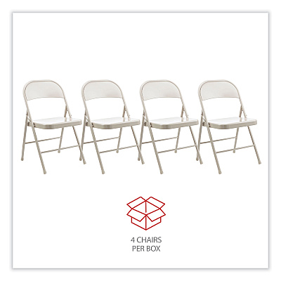 Alera Armless Steel Folding Chair, Supports Up to 275 lb, Taupe Seat, Taupe Back, Taupe Base, 4/Carton (ALECA944)
