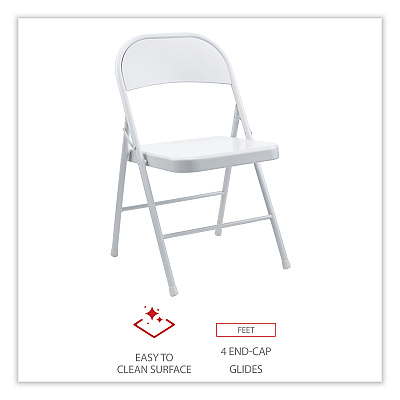 Alera Armless Steel Folding Chair, Supports Up to 275 lb, Gray Seat, Gray Back, Gray Base, 4/Carton (ALECA940)