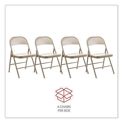 Alera Armless Steel Folding Chair, Supports Up to 275 lb, Tan Seat, Tan Back, Tan Base, 4/Carton (ALECA945)