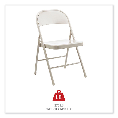 Alera Armless Steel Folding Chair, Supports Up to 275 lb, Taupe Seat, Taupe Back, Taupe Base, 4/Carton (ALECA944)