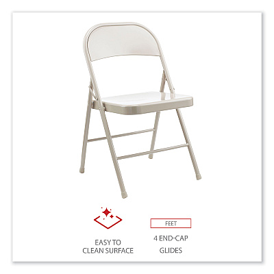 Alera Armless Steel Folding Chair, Supports Up to 275 lb, Taupe Seat, Taupe Back, Taupe Base, 4/Carton (ALECA944)