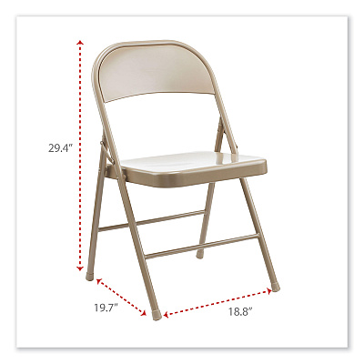 Alera Armless Steel Folding Chair, Supports Up to 275 lb, Tan Seat, Tan Back, Tan Base, 4/Carton (ALECA945)