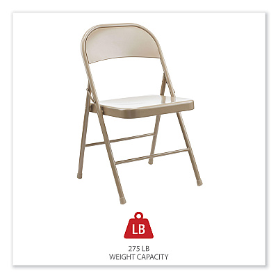 Alera Armless Steel Folding Chair, Supports Up to 275 lb, Tan Seat, Tan Back, Tan Base, 4/Carton (ALECA945)
