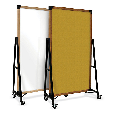 Ghent Prest Mobile Magnetic Whiteboard, 40.5 x 73.75, White Surface, Caramel Oak Wood Frame (GHEPRS6M7440BC)
