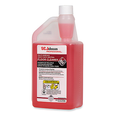 SC Johnson Professional Heavy Duty Neutral Floor Cleaner, Fresh Scent, 32 oz Squeeze and Pour Bottle, 6/Carton (SJN680081)