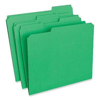 Universal Reinforced Top-Tab File Folders, 1/3-Cut Tabs: Assorted, Letter Size, 1" Expansion, Green, 100/Box (UNV16162)