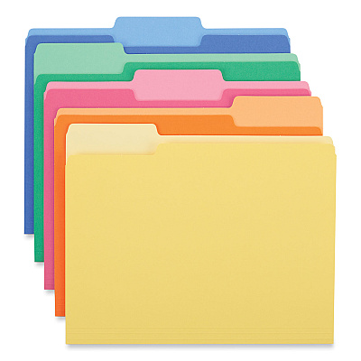 Universal Deluxe Heavyweight File Folders, 1/3-Cut Tabs: Assorted, Letter Size, 0.75" Expansion, Assorted Colors, 50/Box (UNV16466)