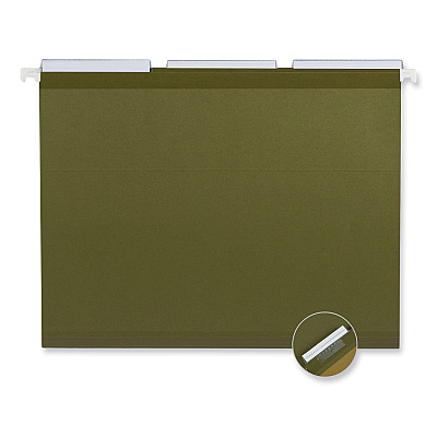 Universal Deluxe Reinforced Recycled Hanging File Folders, Letter Size, 1/3-Cut Tabs, Standard Green, 25/Box (UNV24113)
