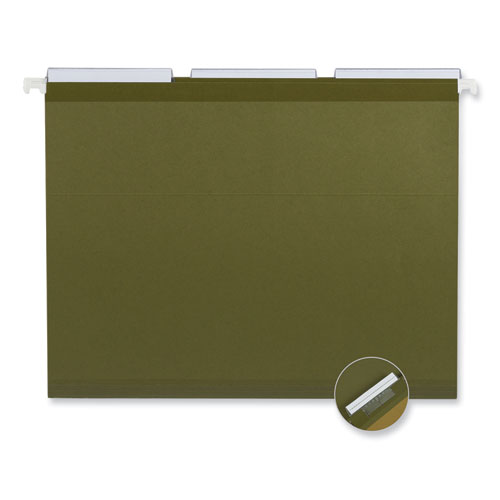Universal Deluxe Reinforced Recycled Hanging File Folders, Letter Size, 1/3-Cut Tabs, Standard Green, 25/Box (24113)