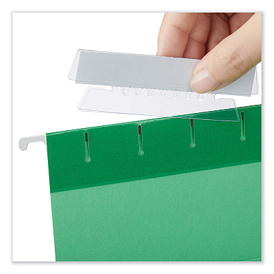 Universal Hanging File Folder Plastic Index Tabs, 1/3-Cut, Clear, 3.7" Wide, 25/Pack (UNV43313)