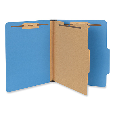 Universal Bright Colored Pressboard Classification Folders, 2" Expansion, 1 Divider, 4 Fasteners, Letter Size, Cobalt Blue, 10/Box (UNV10201)
